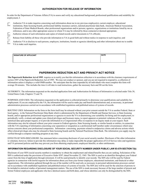Va Form 10 2850a Fill Out Sign Online And Download Fillable Pdf