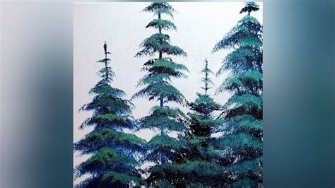 Painting Bob Ross Style Evergreen Trees Landscape Oil Painting Youtube