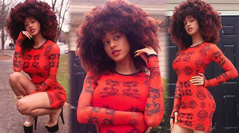 Stormi Maya Beautiful Curvy Body In Tight Red Dress In Photoshoot For