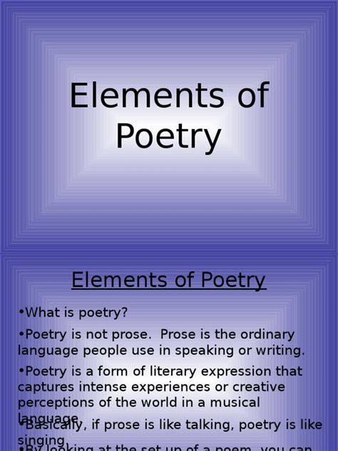 Elementsofpoetryppt Poetry Phonaesthetics
