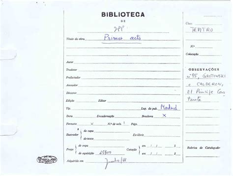 Fichas Originais Da Biblioteca Ephemera Biblioteca E Arquivo De