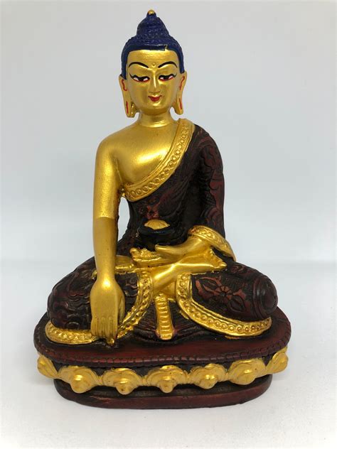 Tibetan Buddhist Shakyamuni Buddha Cold Cast Resin Hand Painted Statue