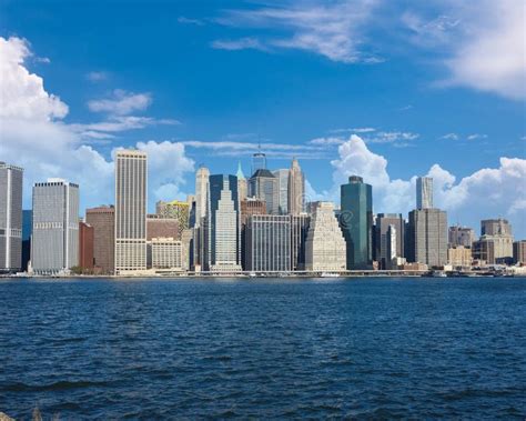 Lower Manhattan Skyline View From Brooklyn Stock Photo Image Of