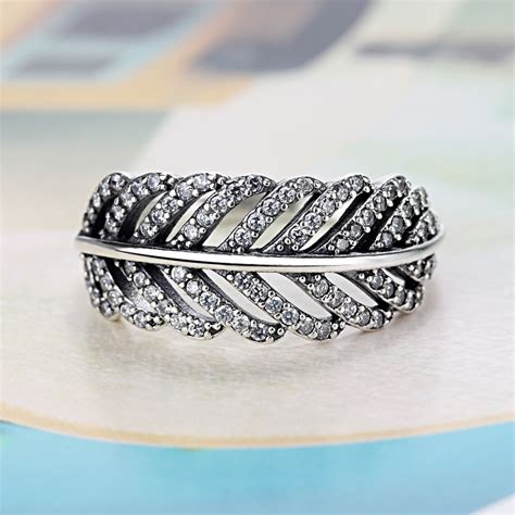 Light As A Feather Clear Zircon Pandora Ring Compatible With Wedding Rings For Women Jewelry Accessories 
