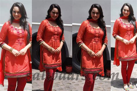 Only Actress 143 Sonakshi Sinha Cute Red Churidar Salwar Kameez Photoshoot Photos