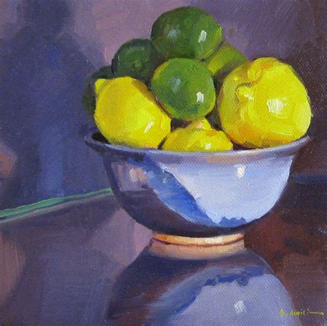 Sedwick Studio Lemons And Limes Fruit Bowl Still Life Oil Painting