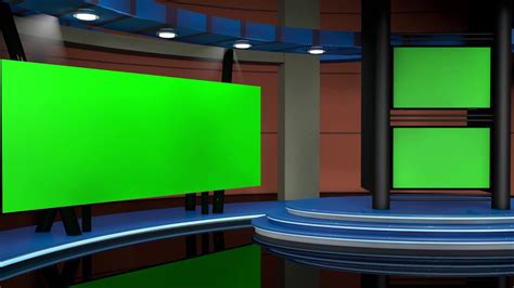 News Virtual Studio Set 001 Blue Option Green Screen Tv Youtube