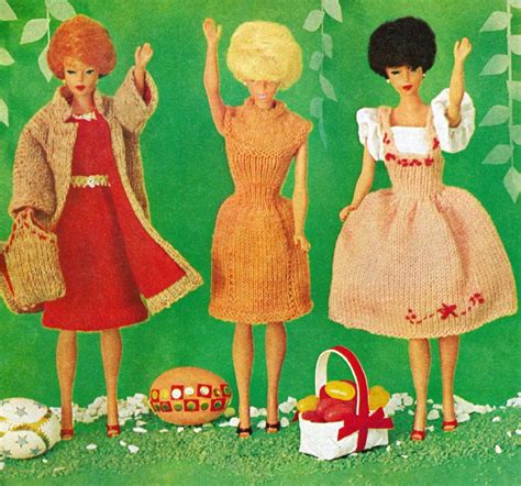 Vintage 1960s Barbie Clothes Dress Knitting Pattern 3 Outfits Pdf