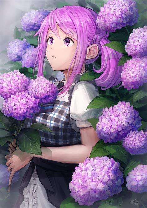 1920x1080px 1080p Free Download Anime Girl Purple Flowers Cute