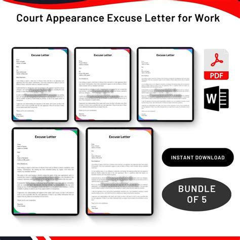 Sample Court Appearance Excuse Letter For Work Archives Premium Printable Templates