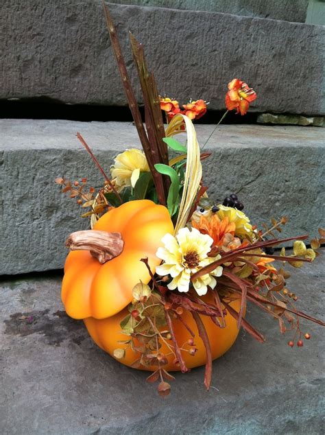 Fall Pumpkin Floral Arrangement Flower Centerpiece Etsy