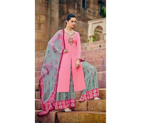 Buy Pink Color Cotton Palazzo Salwar Kameez In Uk Usa And Canada