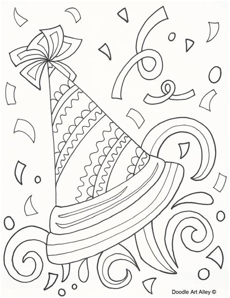 New Years Coloring Pages Doodle Art Alley