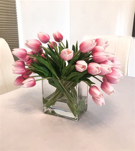 Large Pink Tulip Arrangement Pink Tulip Centerpiece