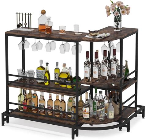 Buy Tribesigns L Shaped Home Bar Unit 3 Tier Liquor Bar Table With