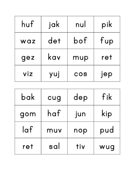 These nonsense words are letter sequences that follow regular phonetic rules and are it makes sense to include nonsense words for assessment purposes. Nonsense Word Flash Cards Printables | Printable Card Free