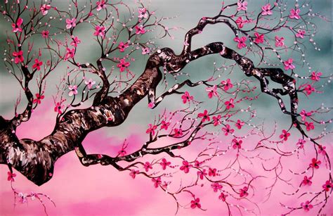 Japanese Pink Tree Painting Agnesare