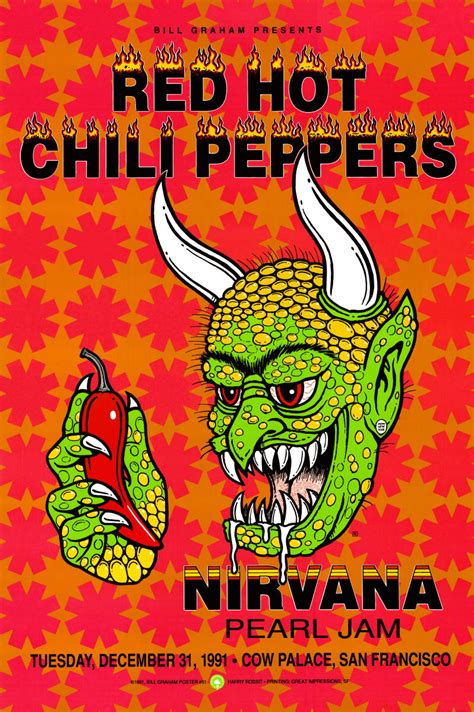 red hot chili peppers concert tour poster cow palace san fran my xxx hot girl