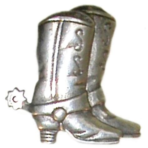 Vintage Cowbabe Boot Pin Signed Jj Jonette Jewelry Quality Made In USA In Pewter
