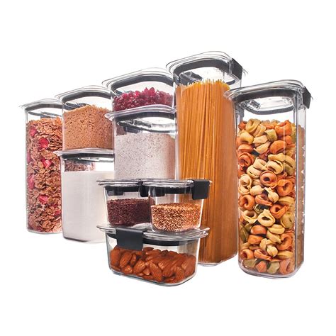 They come in different colors, materials and sizes such as square, rectangular or round shapes. Rubbermaid Brilliance Food Storage Container 10-Piece Set ...