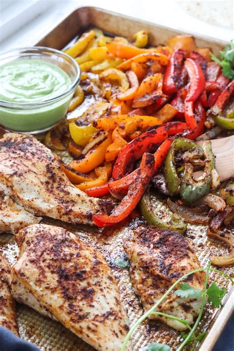 Place in a large ziploc bag. One Sheet Pan Chicken Fajitas with Avocado Sauce | Meals ...
