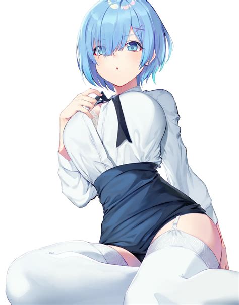 Soya Short Hair Blue Hair Big Boobs Thighs Cleavage Parted Lips My