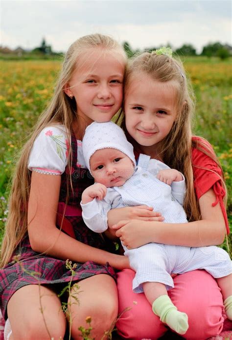 Two Sisters And Brother Stock Image Image Of Childhood 15729471