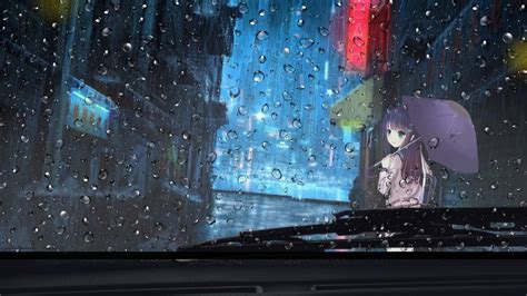 1920x1080 Anime Girl Rainy Day View From Car 4k Laptop