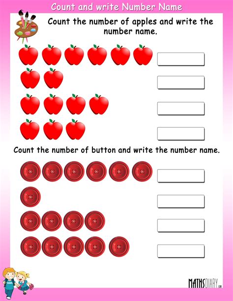 Count And Write Number Names Math Worksheets