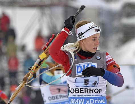 She won four consecutive competitions. Tiril Eckhoff of Norway prepares for shooting during the ...