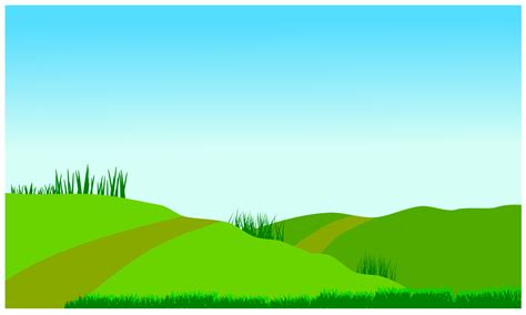 Cartoon Green Hills Landscape Meadow And Sky Background 6869402 Vector