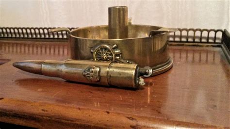 Ww2 Trench Art Royal Artillery Large Brass Lighter And Ashtray C1942