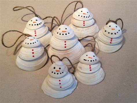 Cute Little Clam Shell Snowmen I Made From Shells I Collected