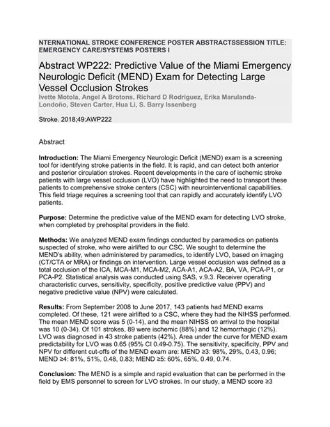 Pdf Abstract Wp222 Predictive Value Of The Miami Emergency