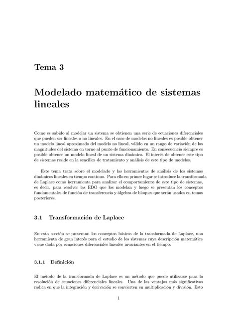 Tema 3 Modelado Matematico De Sistemas Lineales Tema 3 Modelado