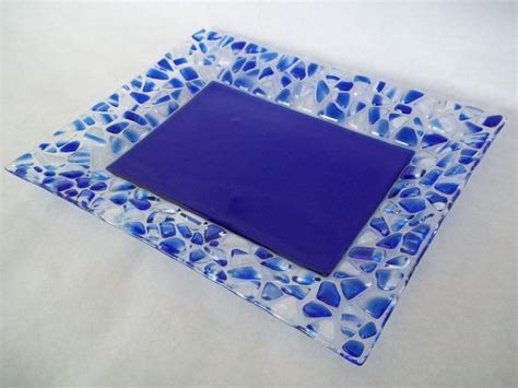 Large Fused Glass Plate Cobalt Blue Fused Glass Plate With Etsy Fused Glass Dishes Glass