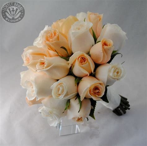 Ivory And Peach Roses Flower Bouquet Wedding Peach Roses Champagne