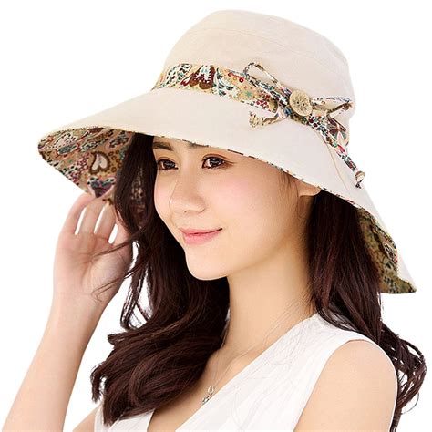 Women Girl Sun Hats Summer Fashion Foldable Wide Brim Cap Upf 50 Beach