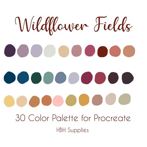 Wildflower Procreate Swatches Flower Field Procreate Color Palette Digital Download Instant