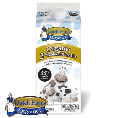 Organic 2 Reduced Fat Milk Dutch Farms