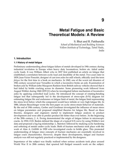 pdf metal fatigue and basic theoretical models a review