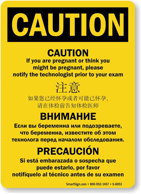 Multilingual If You Are Pregnant Osha Caution Sign Sku S