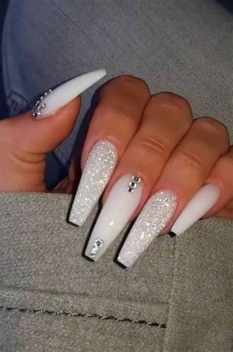 13 Coffin Acrylic Nail Design Miss Patches White Acrylic Nails Bling Acrylic Nails Acrylic