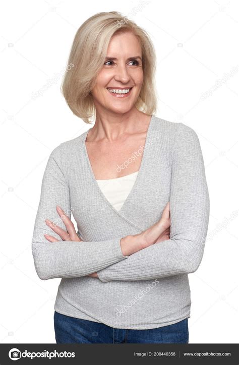 Beautiful Aged Woman Smiling Attractive Senior Older Lady Looking Away