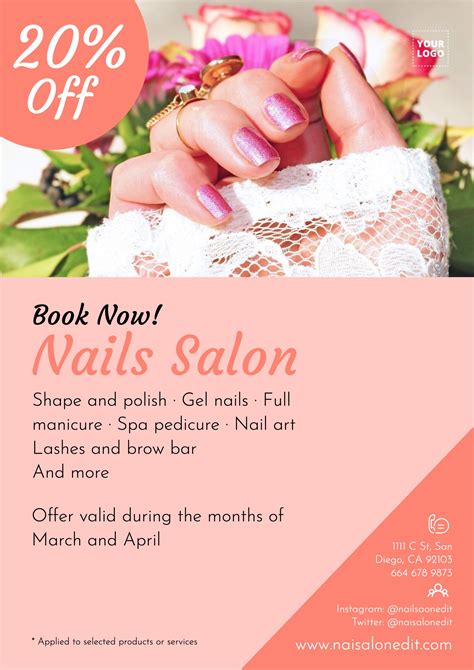 Nails Salon Poster With Discounts Nail Salon Nail Salon And Spa Nail Art Salon