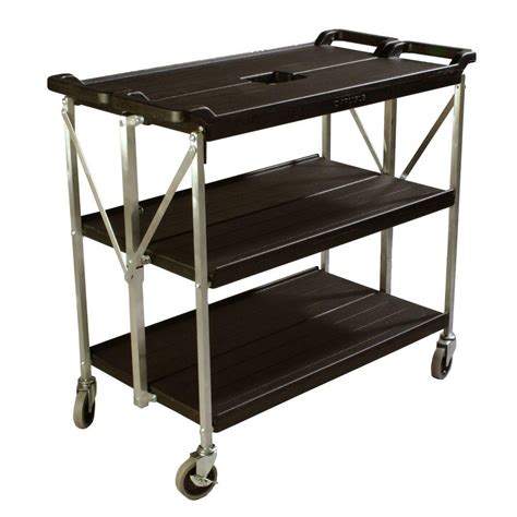 Carlisle 350 Lb Black Large Fold N Go Heavy Duty 3 Tier Collapsible