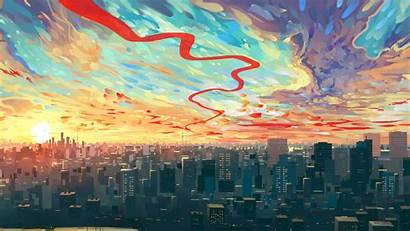 Sky Drawing Background Cityscape Buildings Wallpapers Artwork