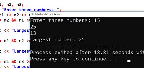 Find Largest Number Among Three Numbers in C++ ...