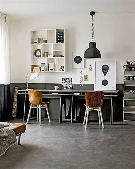 Half Painted Wall Workspace Black And White Neutrals Industrial Home