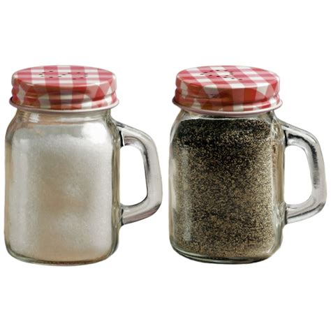 Mason Jar Glass Salt And Pepper Shakers 5 Oz Set Of 2 Red And White